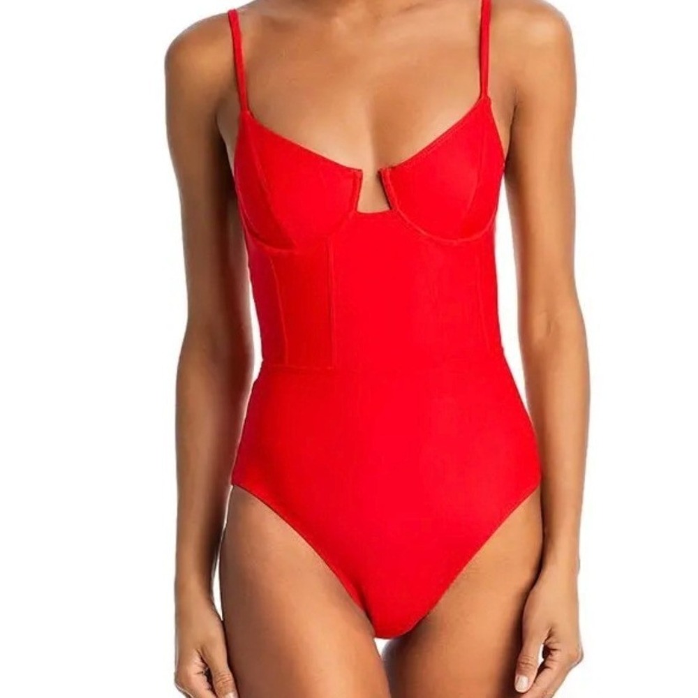 Solid & Striped RE/DONE The Veronica Underwire One Piece Swimsuit Ruby Red XS